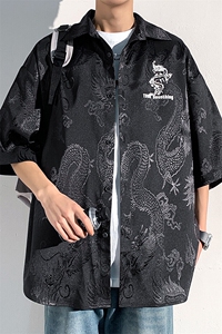 2025 夏季新款 港风光影墙大码龙纹提花衬衫M-5X HC24223-特P35图片