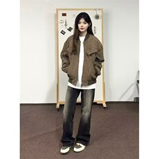 890-P64美式复古cleanfit工装夹克男女秋冬季休闲宽松做旧，男装T恤，电商B323A