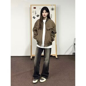 890-P64 美式复古cleanfit工装夹克男女秋冬季休闲宽松做旧图片