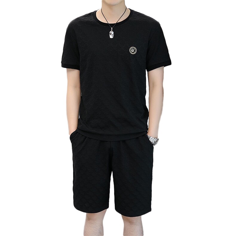 时尚休闲男装夏季新款短袖T恤polo衫中年翻领薄款半袖体恤男套装,男装休闲套装,电商B212（原钱塘6029）