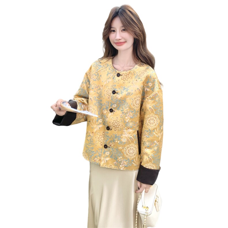 新中式风两面穿印花皮衣外套女秋季2026新款巨好看超火流行上衣,女装皮衣,2C218