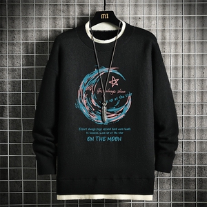 控78假两件毛衣男大码加绒针织衫男毛线衣M80341-P55加绒P70