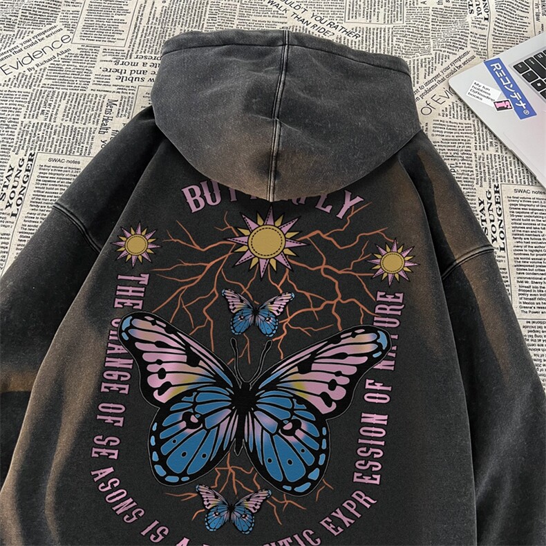 秋冬美式重磅水洗复古连帽卫衣潮流大码潮牌做旧男XZ517A-BK16621,男装卫衣,星座517A