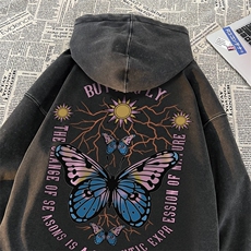 秋冬美式重磅水洗复古连帽卫衣潮流大码潮牌做旧男XZ517A-BK16621，男装卫衣，星座517A