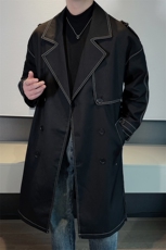 新款韩版明线设计中长款风衣外套男过膝双排扣风衣男潮FY005-P170，男装风衣，电商B267