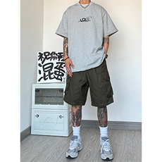 港风大码宽松休闲裤短裤工装裤五分裤A014-DY2373-P45控58，男装牛仔裤，电商A014