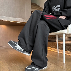 美式撞色三条杠卫裤宽松休闲拖地长裤男情侣款K8669-特价P35图片