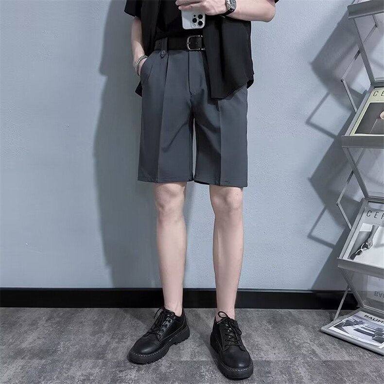 轻熟风西装短裤男宽松直筒韩版纯色学院风休闲五分裤子K51-P38,男装牛仔裤,星座1116A-2（原606A-1）