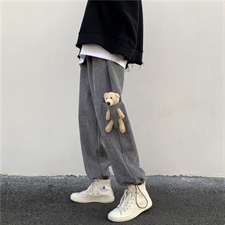 男士灯芯绒裤子韩版潮流百搭小熊束脚裤潮牌宽松休闲长裤k312-p35，男装休闲裤，星座1008-1