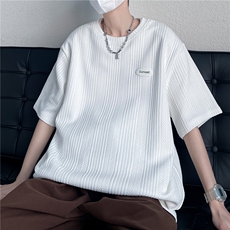 7XL-M高街美式垂感短袖T恤男2023夏季新款胖子宽松体恤加肥加大，男装T恤，钱塘717(原712)