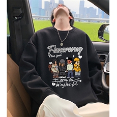 W563卫衣男秋冬新款美式宽松圆领上衣大码男生休闲无帽长袖外套，女装短外套，星座304A