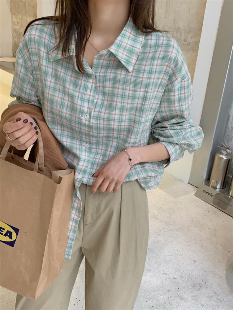 【现货】磨毛格子衬衫，女装衬衫，NIY