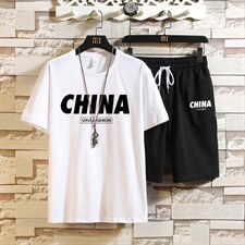2025夏季新款大码宽松运动服两件套短袖XZ102A-4-DD302-P55，男装T恤，星座211-2