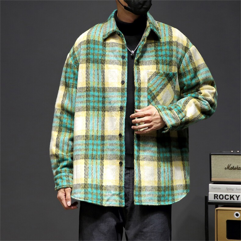 男士大码休闲格子毛呢衬衫加厚男士外dsa012jk100p100，男装衬衫，星座415A（原A012）