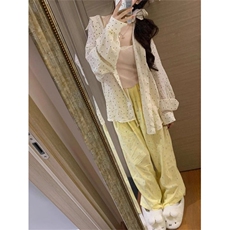 1506A/GK860/P45多巴胺黄色波点宽松休闲长裤子薄，男装休闲裤，星座1506A