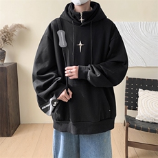复合牛奶丝假两件加厚连帽卫衣半拉链外套CP42-特P:40控价:88，男装卫衣，电商B371
