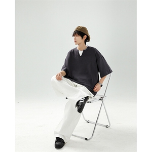 8XL-M 特大码短袖男假两件五分袖高品质空气层宽松上衣DX321P35图片