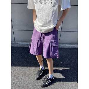 夏季美式高街冰丝hiphop运动五分工装裤短裤货号DK2428P38图片