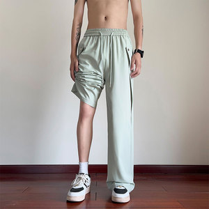INS夏季潮流透气薄款冰丝垂感宽松休闲裤B315-K24165-特p30控58图片