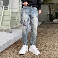 春季休闲痞帅水洗复古涂鸦印花牛仔裤男直筒宽松锥形裤子NK558，男装牛仔裤，星座1116A（原606A-3）