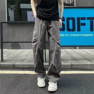 美式街头褶皱潮流设计直筒运动休闲裤男女秋季新款宽松户外图片