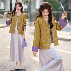 新中式风提花盘扣短外套女春秋2026高级感气质超火减龄百搭上衣，女装短外套，悠米