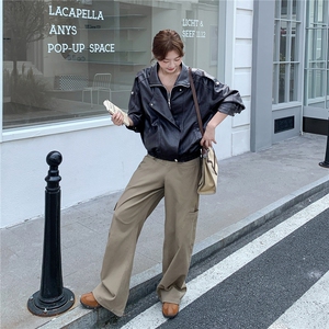 仿蛋白PU皮衣外套女2025秋季新款高级感翻领夹克女韩版时尚显瘦潮图片
