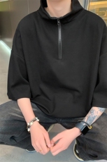 量大优供视频半高领拉链短袖t恤polo衫男KT200-特P25，男装T恤，电商B371