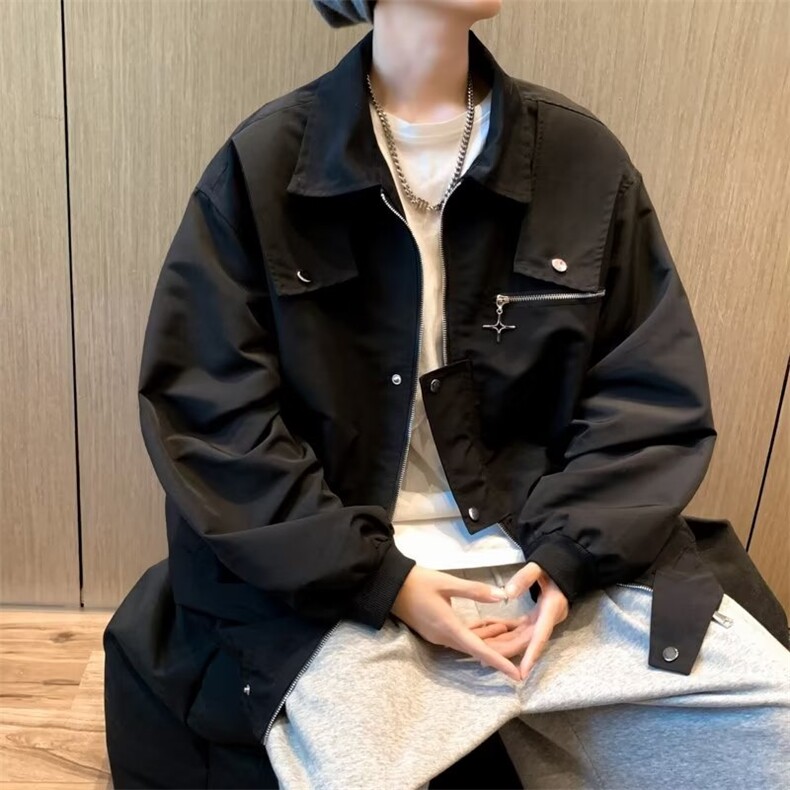 春秋美式vibe工装外套男宽松痞帅设计感情侣飞行员夹克CJ109-p62,男装夹克,星座1008