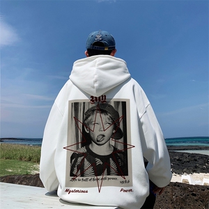 直播品质340克重磅纯色华棉美式卫衣连帽印花大码 XZ517A-BK12321图片