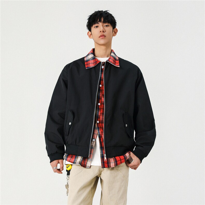 无影墙假两件翻领夹克外套男春秋拼接撞色美式CLeanfit飞行服P80,男装夹克,电商C306-1
