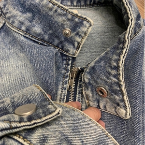 美式条纹牛仔外套男春秋款美式复古高级感欧美潮牌条纹立领夹克衫图片
