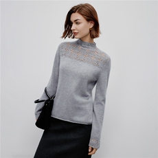 新款2025秋冬立领镂空钩花长袖山羊绒毛衣女，女装羊绒衫，阿舍尔精品