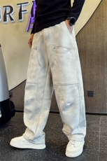 脏脏灰男士春秋季新款宽松直筒休闲弯刀裤A368-K20563-P88，男装休闲裤，电商A368