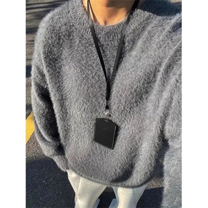 秋季美式潮流小众宽松少年感针织衫男生慵懒风百搭打底衫圆领毛衣