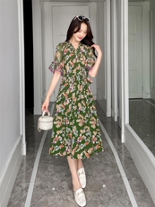 夏季新款碎花雪纺连衣裙，女装连衣裙，秀水百合