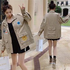 韩版卡其色外套女2025春季新款高级感网红炸街宽松休闲小个子上衣，女装短外套，帛香坊