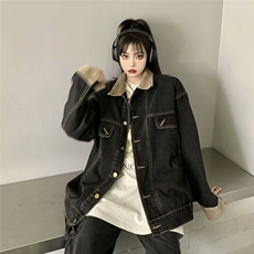 2025春季新款黑色牛仔外套女春秋设计感宽松休闲夹克上衣潮，男装工装外套，星座218-1（原230）