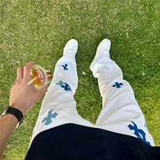 美式复古高街刺绣贴皮十字架牛仔裤男女水洗宽松直筒裤NK933-P55，男装牛仔裤，星座208-5