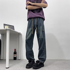 D36-P50港风潮男夏季新款牛仔裤嘻哈ins高街潮流痞帅长裤，男装牛仔裤，星座617A-1（原B318A）