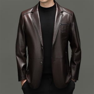 BG-S25063春秋款海宁真皮皮衣男山羊皮西服商务休闲男装外套图片