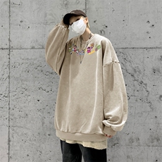 美式潮牌重磅水洗做旧圆领卫衣力推大码男XZ517A-BK5558-P58，男装卫衣，星座517A