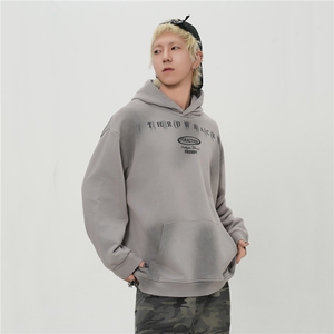 （高品质）重磅美式水洗胶浆印花宽松连帽情侣卫衣1015-WY364-P90图片