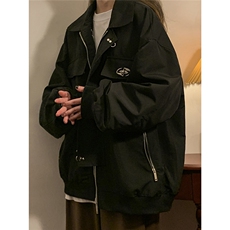 中性风翻领美式复古金属飞机扣可拆卸胸针夹克男JK77769P85控118，男装夹克，星座227-7