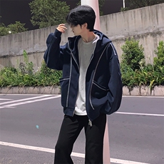 抖音得物高品质秋冬美式高街重磅结构辑明线纹理连帽卫衣外套W111，女装短外套，电商A486-1