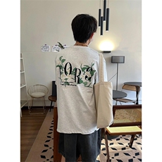 网图有货美式花卉刺绣短袖T恤男女休闲宽松情侣纯棉上衣A671-P35，男装T恤，星座1505