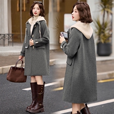 现货、、、2024年秋冬新款休闲气质可拆卸帽子双面呢大衣，女装双面呢大衣，魅丽静蓝