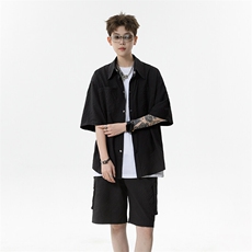 青少年运动套装男款2025新款夏季美式宽松短袖短裤两件套，男装牛仔裤，星座516