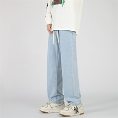 美式复古深色牛仔裤男直筒宽松潮牌阔腿裤子A080-9291-P35控68，男装牛仔裤，电商A080