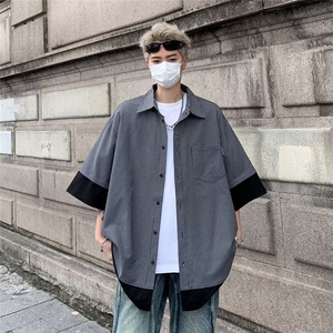 夏季新款男装复古休闲条纹短袖衬衫翻领清新潮流衬衣 C5103图片